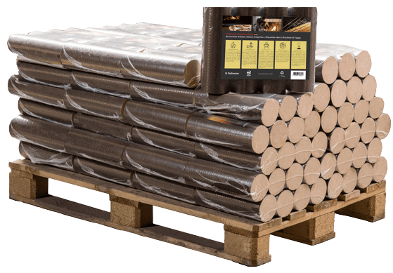 Briquettes rondes en Hêtre Pur - Demi-Palette 480 kg (48 Paquets de 10 kg)